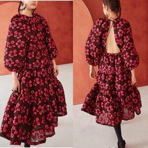 TUCKERNUCK Ulla Johnson Allegra dress in ruby red and brown size 4
